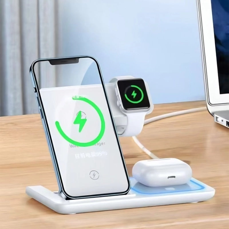 3-IN-1 Foldable Wireless Charger for Mobile Phones, Apple Watches & Bluetooth Headsets