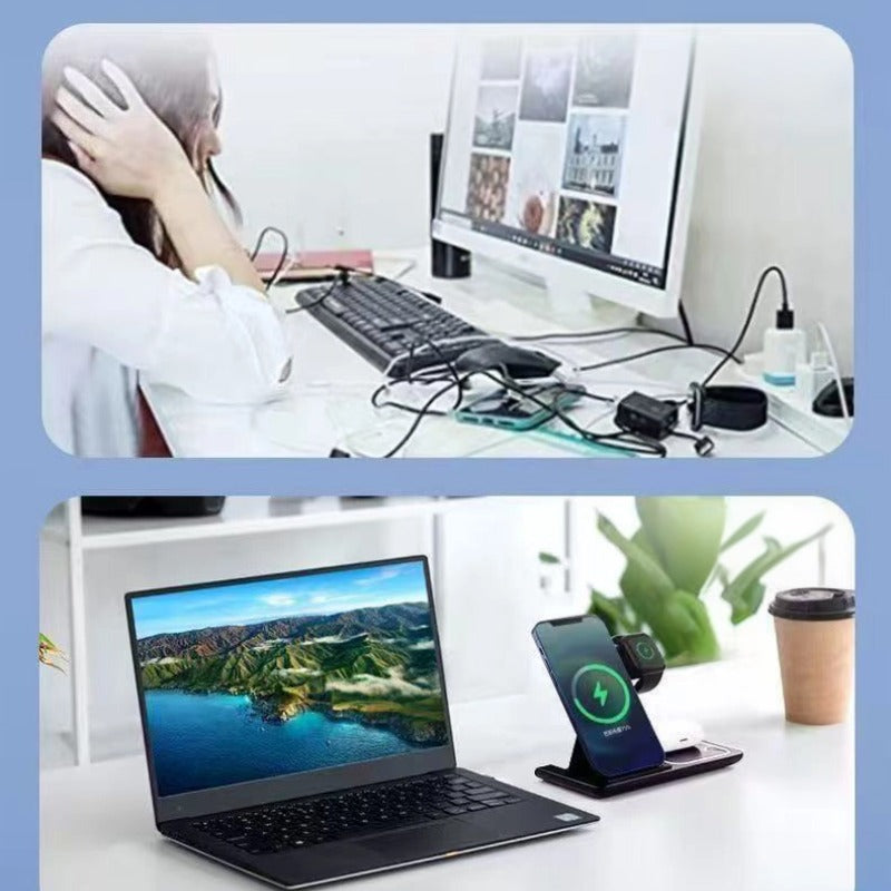 3-IN-1 Foldable Wireless Charger for Mobile Phones, Apple Watches & Bluetooth Headsets