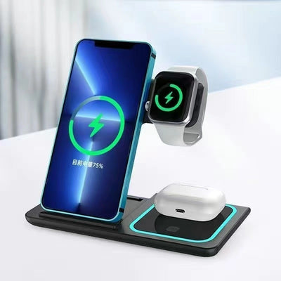 3-IN-1 Foldable Wireless Charger for Mobile Phones, Apple Watches & Bluetooth Headsets