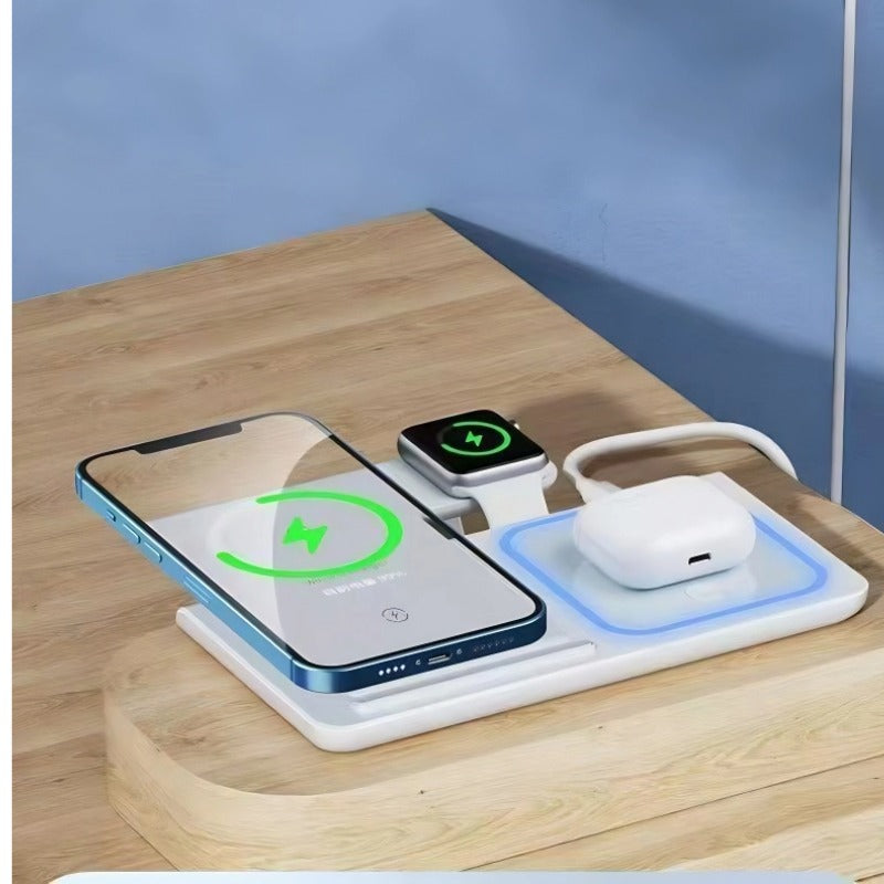 3-IN-1 Foldable Wireless Charger for Mobile Phones, Apple Watches & Bluetooth Headsets