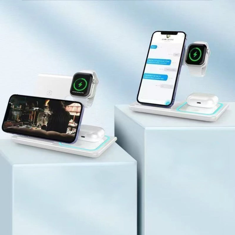 3-IN-1 Foldable Wireless Charger for Mobile Phones, Apple Watches & Bluetooth Headsets