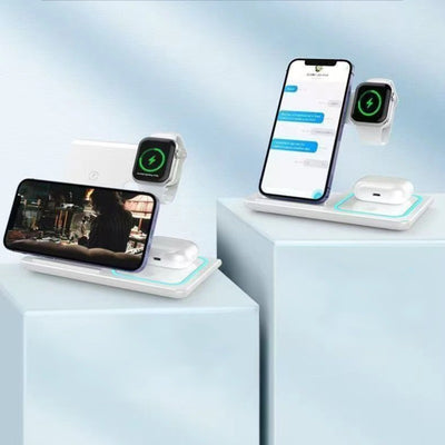 3-IN-1 Foldable Wireless Charger for Mobile Phones, Apple Watches & Bluetooth Headsets
