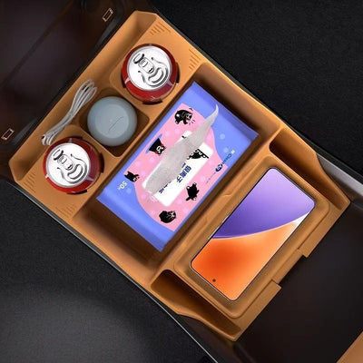 Car Armrest Storage Box & Charging Silicone Pad Suitable for GAC MOTOR GS8 (Trumpchi)