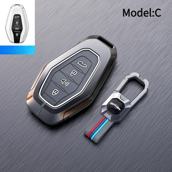 SANRILY Key Cover For Jetour Key Fob - Zinc Alloy & Leather Case For 4-Button Smart Key (Red Keyring) - View #14