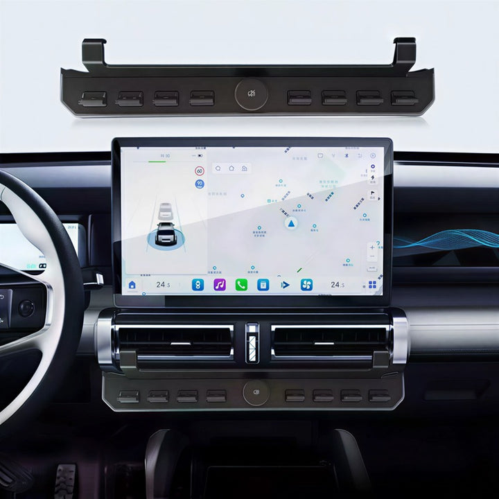 Physical buttons for the vehicle's center console are compatible with