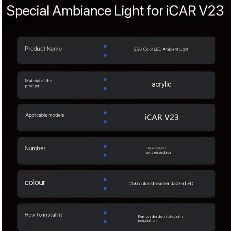 Car Interior Ambient Lighting Conversion for Chery iCAR V23