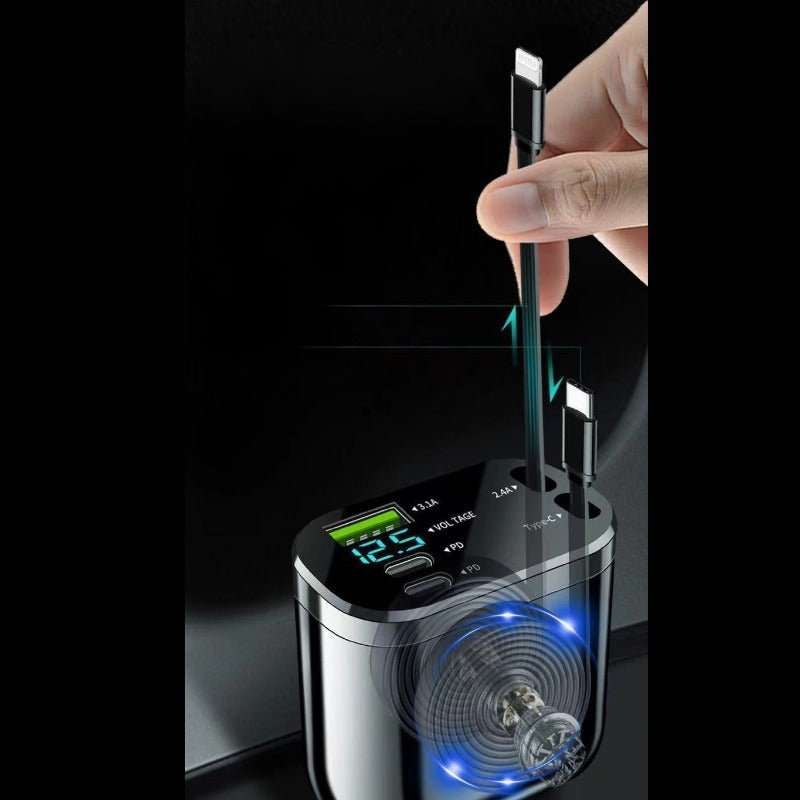High-Power Retractable Car Charger