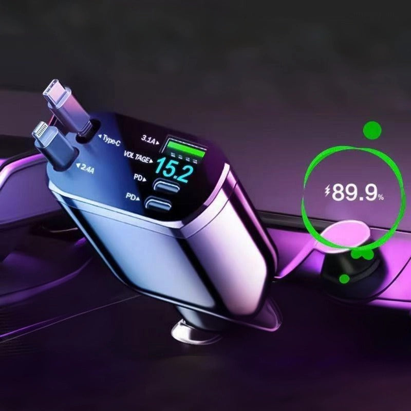High-Power Retractable Car Charger