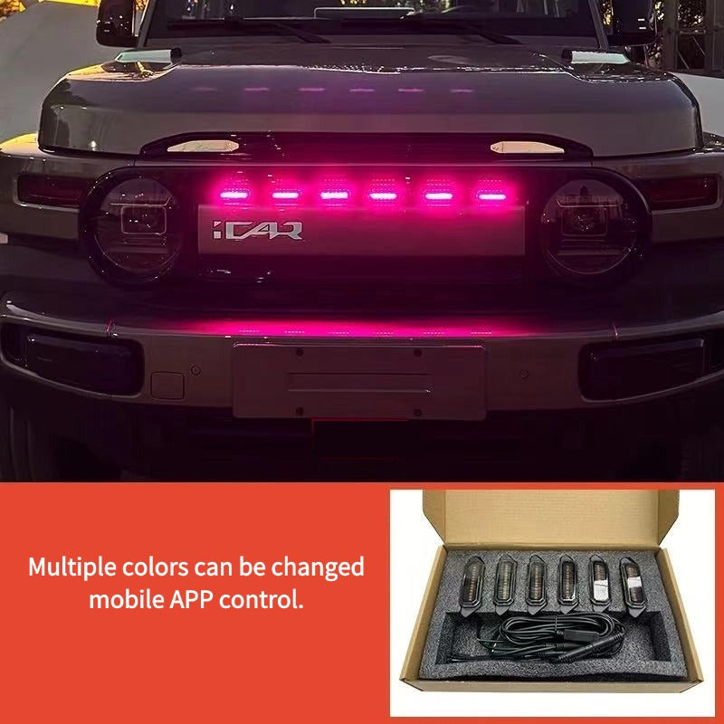 Car front head center grid small yellow light modification for Chery iCAR V23